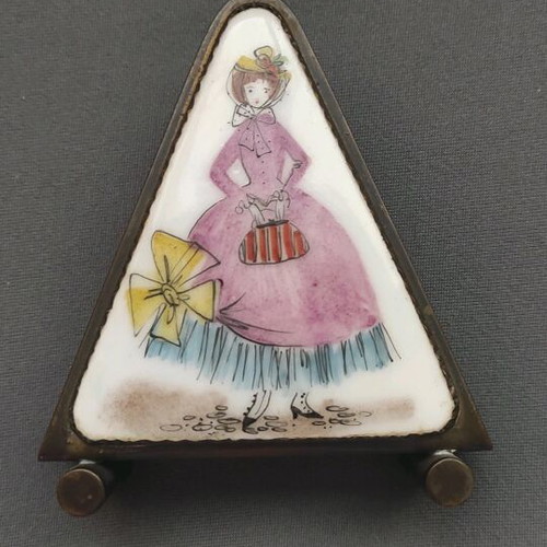 Austrian case used 1960's for letters or napkins with porcelain decoration