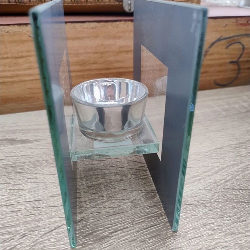Glass Candle Holder with Mirror like new, 12 cm height