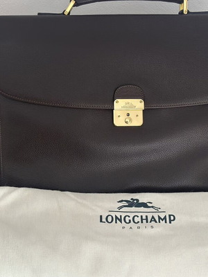 Longchamp leather briefcase new, brown