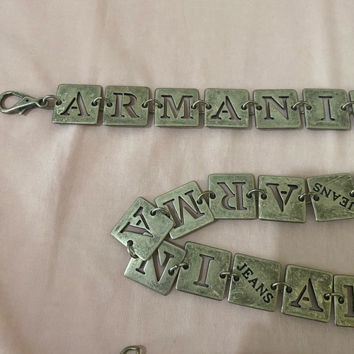 Armani Jeans metal belt with chain used, size 100