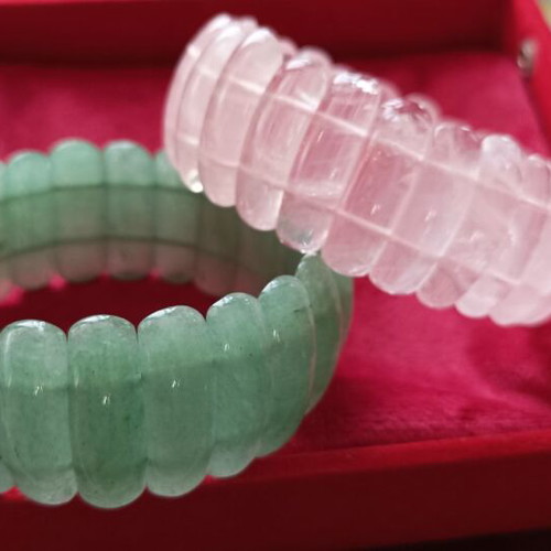 Massive bracelets made of high-quality natural semiprecious stones, like new