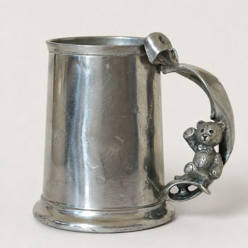 Royal Selangor Pewter children's collectible mug with teddy bear