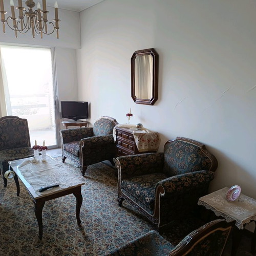 Living room set made of solid wood with velvet fabric like new