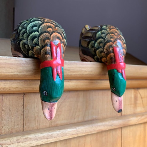 Wooden handmade ducks set of two new