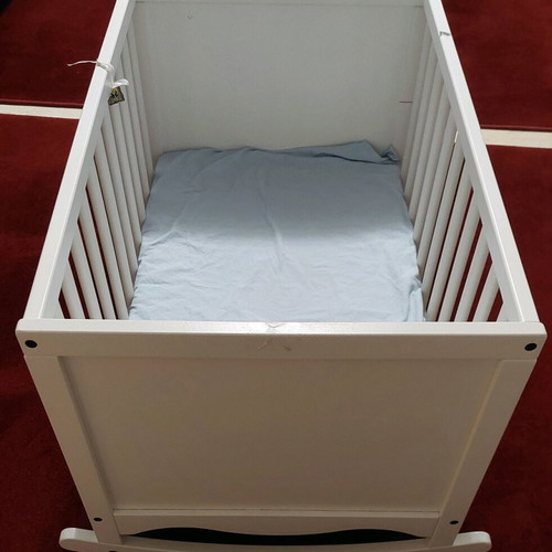 Wooden baby cot used from IKEA with free mattress