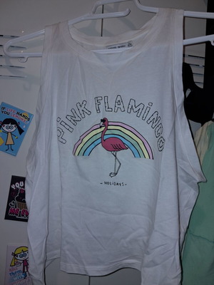 Bershka large Τοπ κροπ crop top tank top μπλουζακι με φλαμινγκο