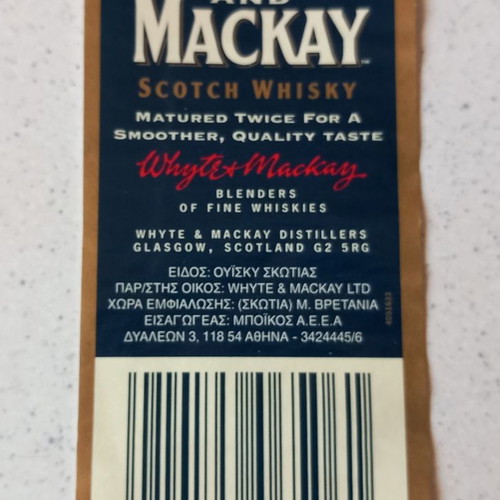 Whyte and Mackay Scotch Whisky label used