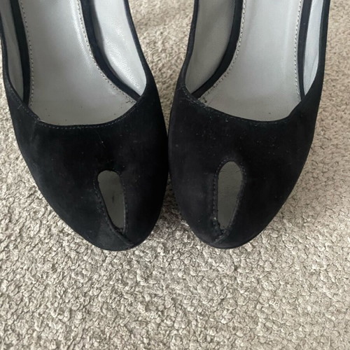 Sergio Rossi black suede pumps used with front opening