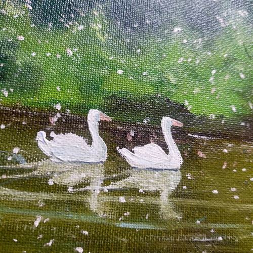 Swan painting like new 25x20 cm