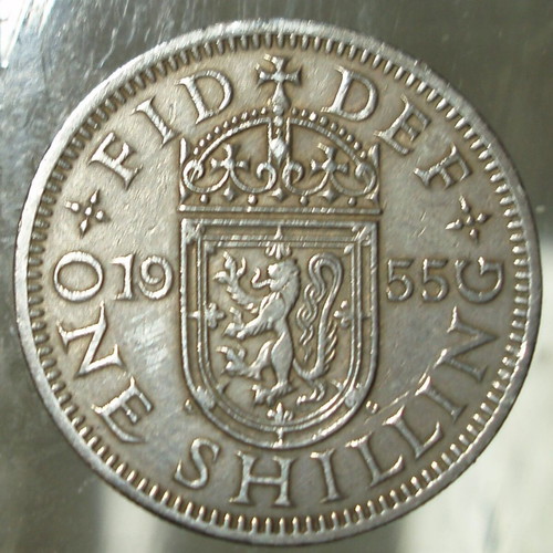 1 Shilling coin used, lot of 3, United Kingdom 1954-59