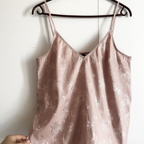 Pink sleeveless summer top with flowers, like new, H&M, size S