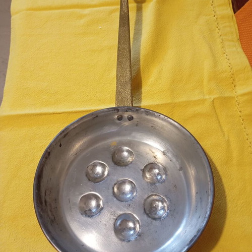 Vintage copper egg pan with 7 slots used