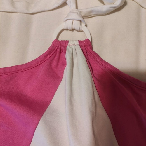 Vintage Y2K halter top with neck tie like new, white and pink