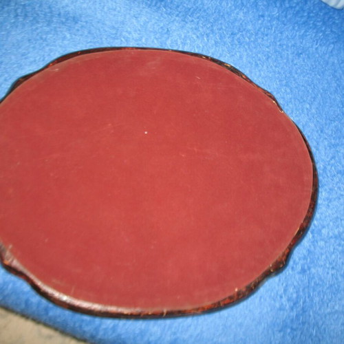 Wooden carved serving tray used with patina