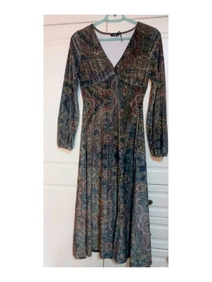 Velvet boho dress new, multicolor, size M
