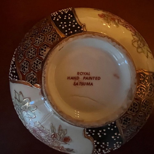 Satsuma vase and hand-painted porcelain plate new