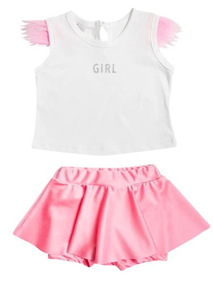 Set blouse with feathers and skirt/leggings for 3-6 months, new