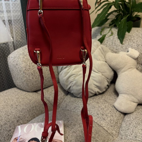 Backpack made of natural leather like new, small red