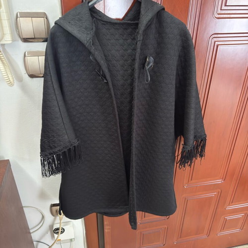 Thin jacket with hood like new, black