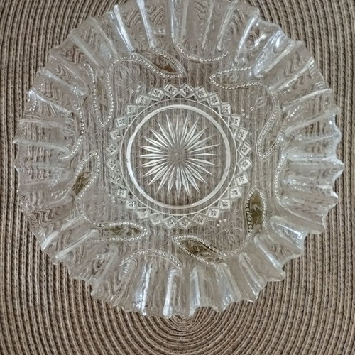 Fondant dish used, 1950s glass with embossed design