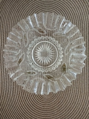Fondant dish used, 1950s glass with embossed design