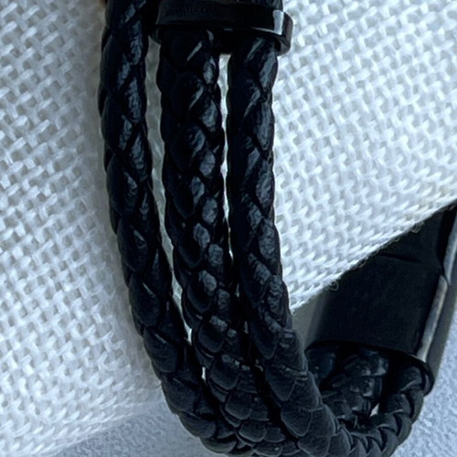 Men's bracelet like new, stainless steel and leather, length 21 cm