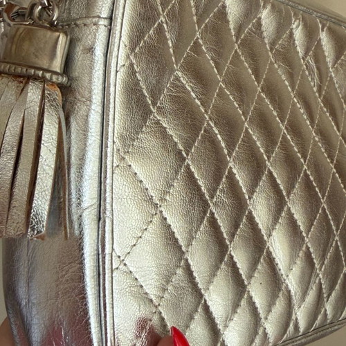 Leather crossbody bag silver like new