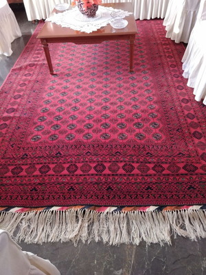 Handmade Bukhara rug like new, large wool carpet 3.40x1.95 m