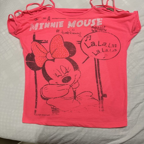 Pink Fly Minnie Mouse cold shoulder blouse, fuchsia, S/M
