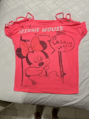 Pink Fly Minnie Mouse cold shoulder blouse, fuchsia, S/M