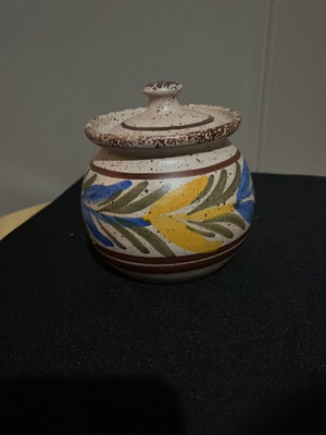 Handmade Greek ceramic jar with lid, like new
