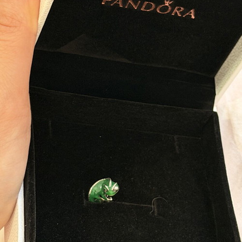 Pandora Disney chameleon charm, green and silver, 925