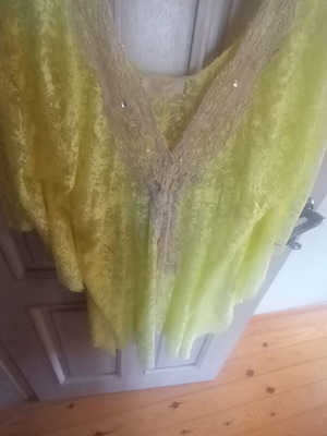 On Line women's dress like new, yellow, lace