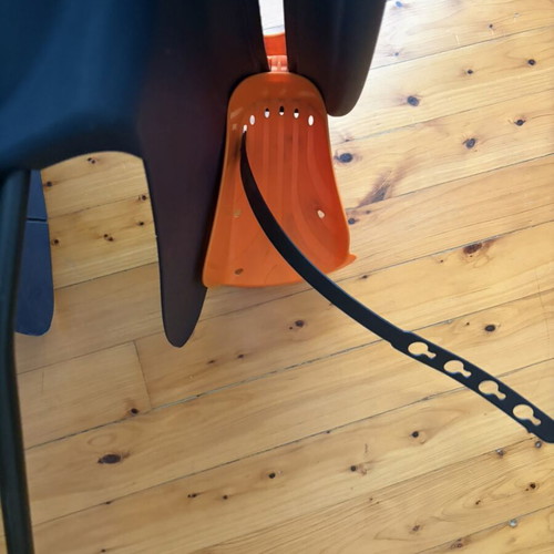 Child bike seat like new, dark blue with orange