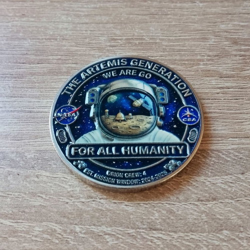 Artemis II Lunar Mission commemorative coin new, silver finish with enamel
