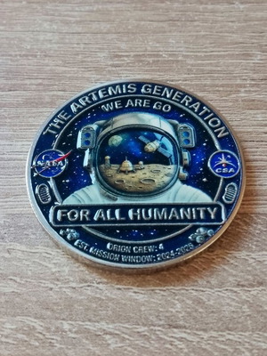 Artemis II Lunar Mission commemorative coin new, silver finish with enamel