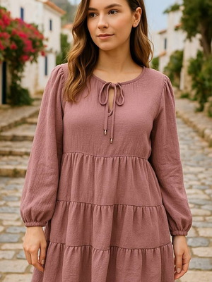 Babydoll λιλά φόρεμα καλοκαιρινό Shein σαν καινούργιο, μέγεθος L
