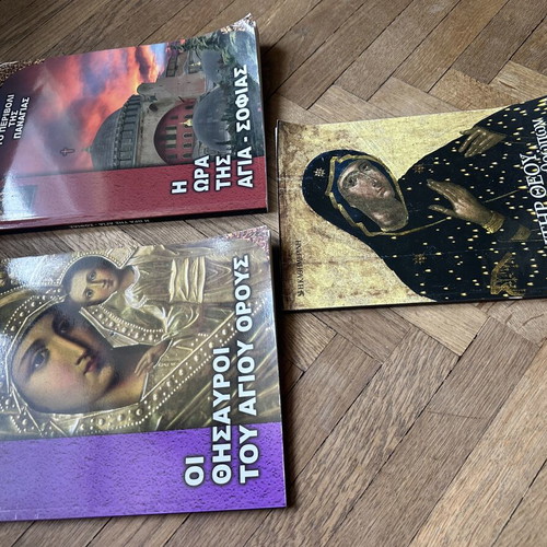 Religious books like new, 3 volumes about Panagia, Hagia Sophia, Mount Athos