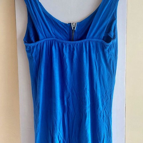 Italian cotton blouse, size Small, electric blue, front zip