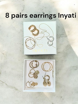 Σκουλαρίκια Inyati 8 ζευγάρια καινούργια, 18k χρυσά και ασημί