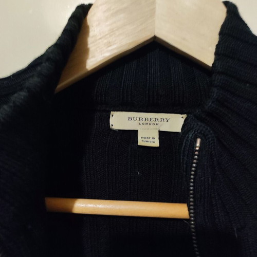 Burberry women's cardigan used, size L, black with check details