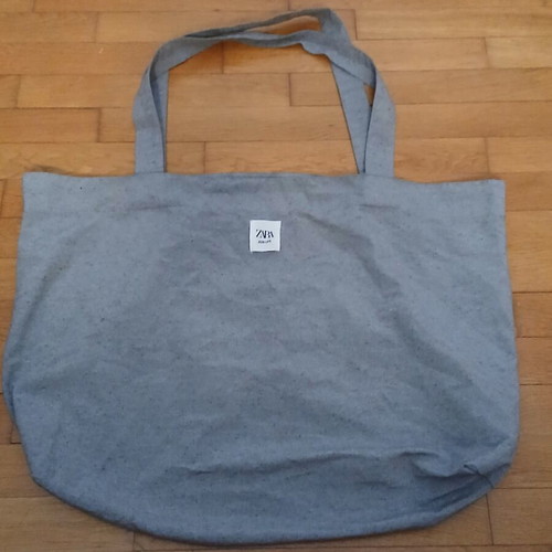 Zara eco shopper tote bag large gray, like new