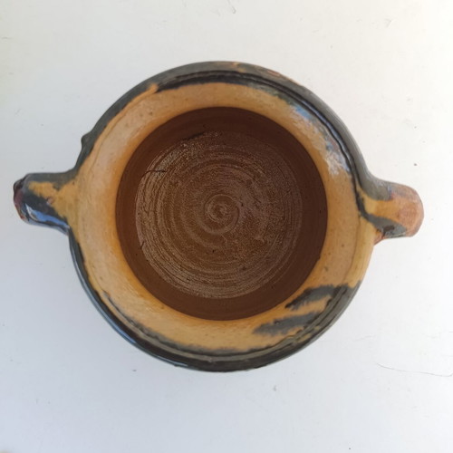 Traditional clay pot with two handles, 17cm height