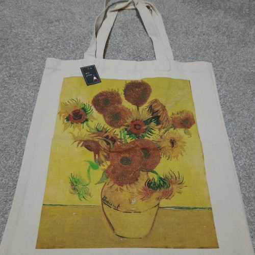 Fabric bag with flower print new, cotton shoulder bag