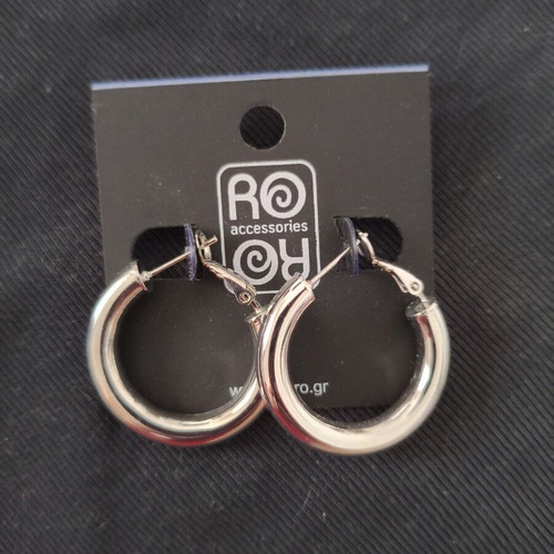 Silver Earrings Thick Hoop Surgical Steel New