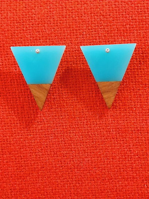 Modern earrings new with wood, resin and silver stud