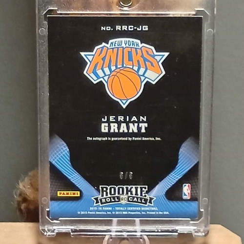 2015-16 Totally Certified Rookie Roll Call Mirror Green Jerian Grant Auto RC card like new