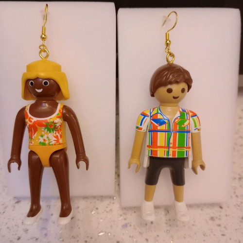 Playmobil earrings handmade, new