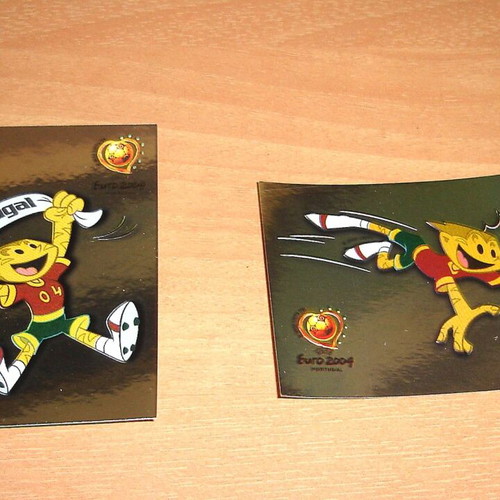 Αυτοκόλλητα Panini Euro 2004 ασημένια με μασκότ σαν καινούργια, σετ 2