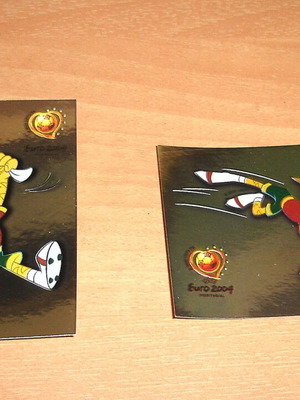 Αυτοκόλλητα Panini Euro 2004 ασημένια με μασκότ σαν καινούργια, σετ 2